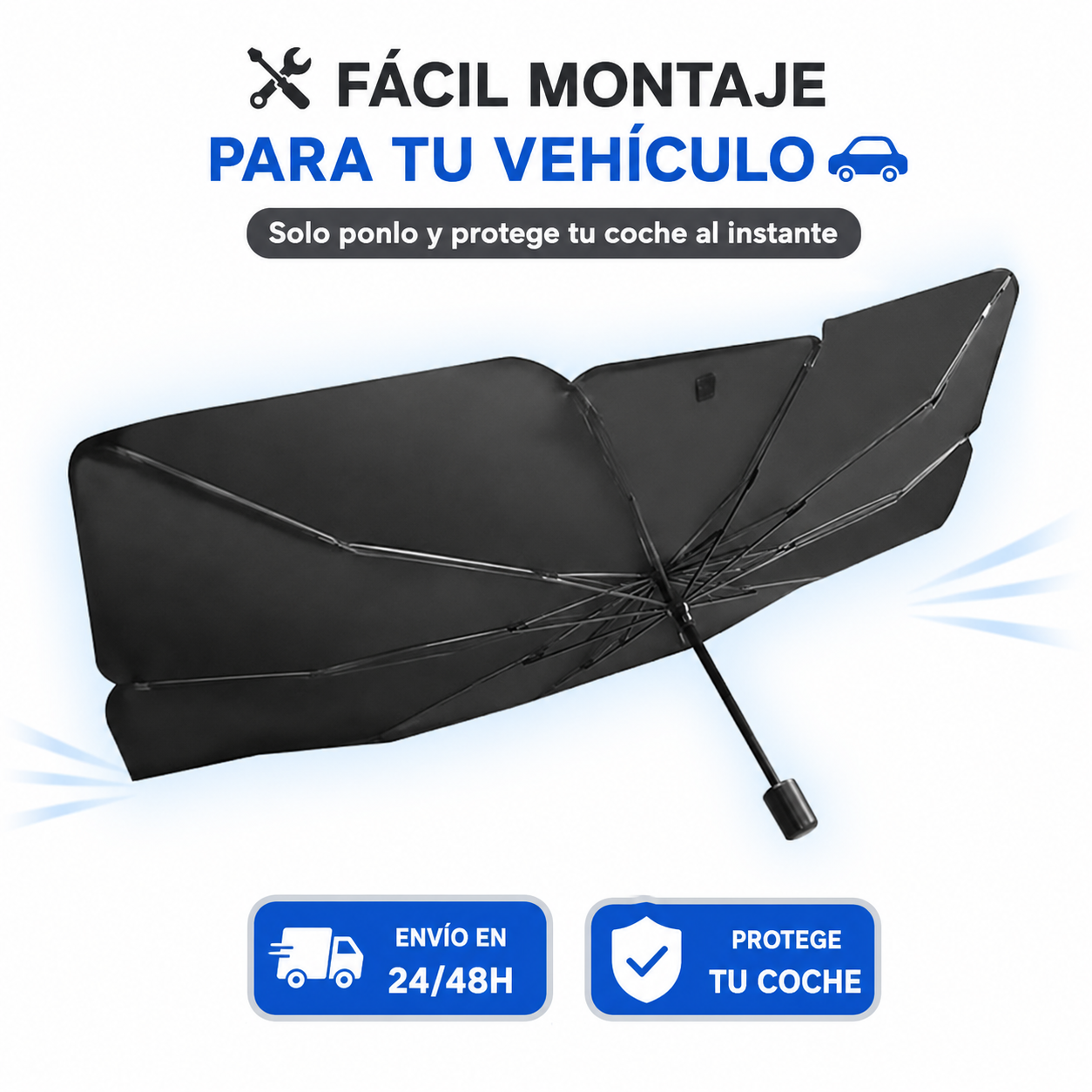 ⭐ Parasol Plegable Tipo Paraguas para Coche